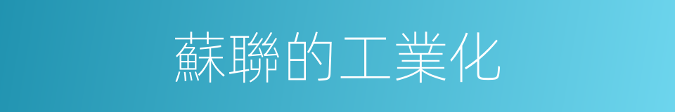 蘇聯的工業化的同義詞
