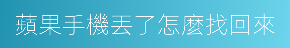 蘋果手機丟了怎麼找回來的同義詞