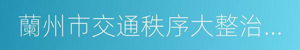 蘭州市交通秩序大整治行動實施方案的同義詞