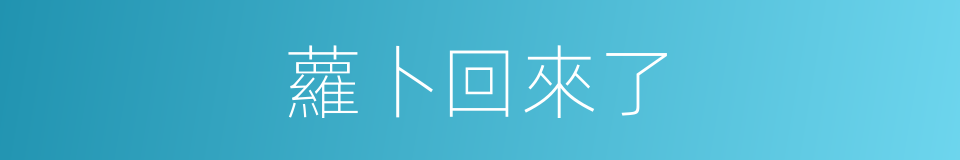 蘿卜回來了的同義詞