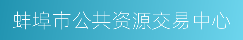 蚌埠市公共资源交易中心的同义词