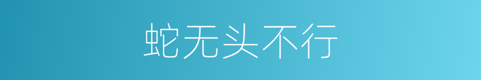 蛇无头不行的意思