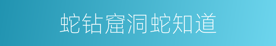 蛇钻窟洞蛇知道的意思