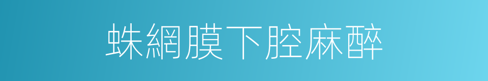 蛛網膜下腔麻醉的同義詞