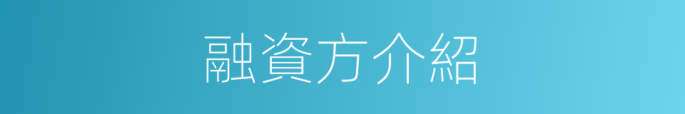 融資方介紹的同義詞