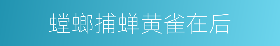 螳螂捕蝉黄雀在后的同义词