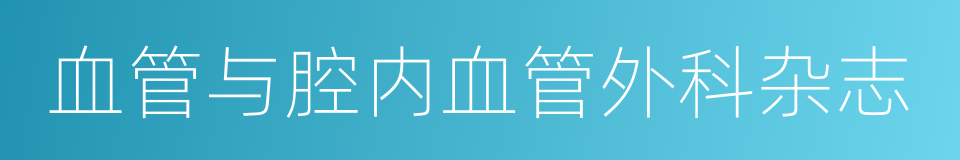 血管与腔内血管外科杂志的同义词