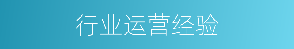 行业运营经验的同义词