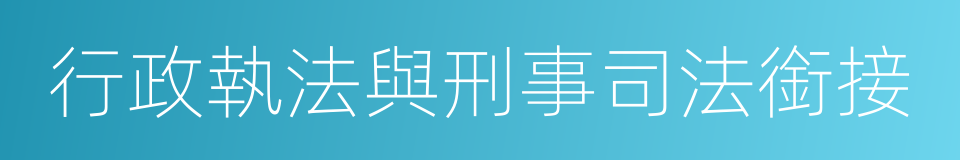 行政執法與刑事司法銜接的同義詞