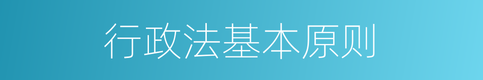 行政法基本原则的同义词