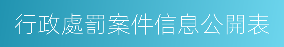 行政處罰案件信息公開表的同義詞