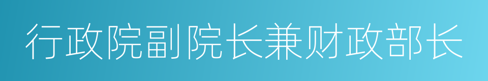 行政院副院长兼财政部长的同义词