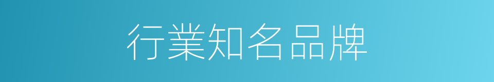 行業知名品牌的同義詞