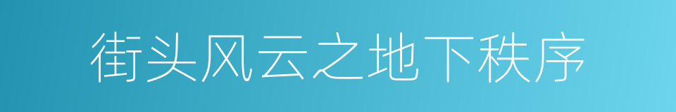 街头风云之地下秩序的同义词