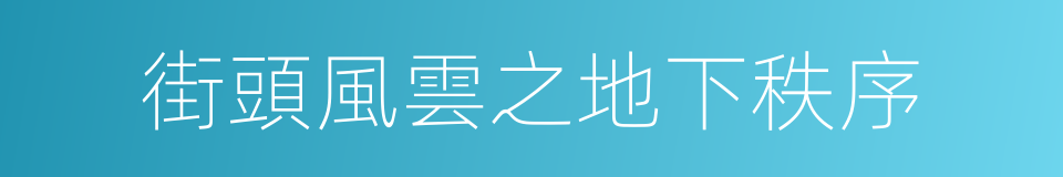 街頭風雲之地下秩序的同義詞