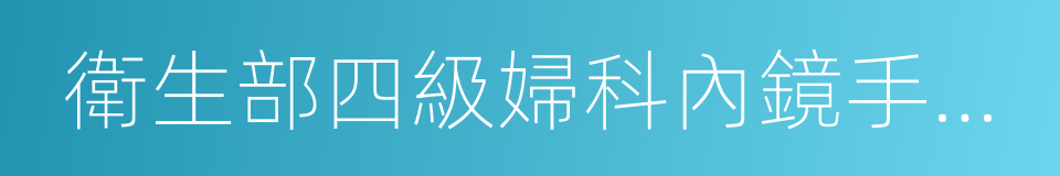 衛生部四級婦科內鏡手術培訓基地的同義詞