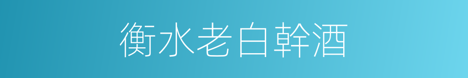 衡水老白幹酒的同義詞
