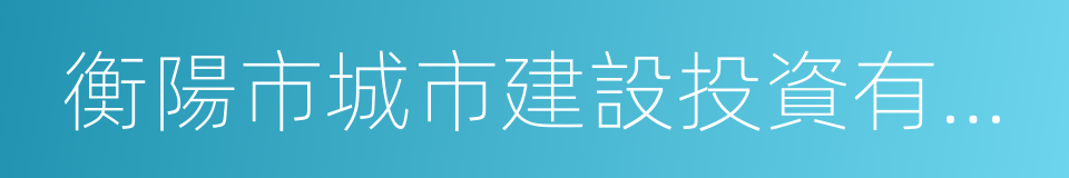 衡陽市城市建設投資有限公司的同義詞