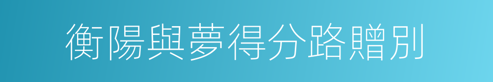 衡陽與夢得分路贈別的同義詞