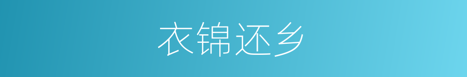 衣锦还乡的意思