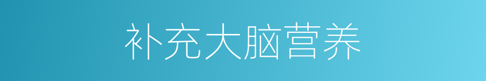 补充大脑营养的同义词