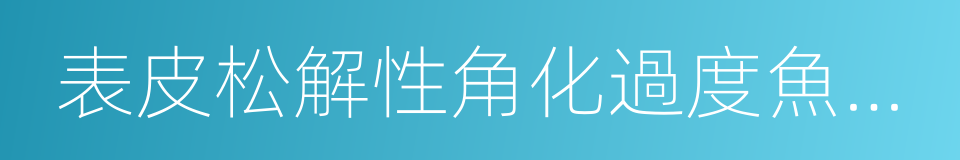 表皮松解性角化過度魚鱗病的同義詞