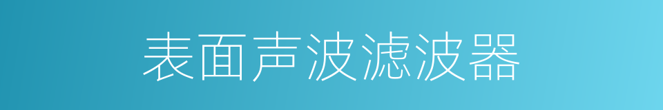 表面声波滤波器的同义词