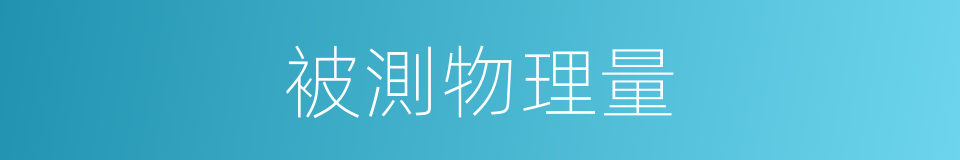 被測物理量的同義詞