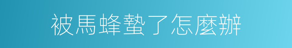 被馬蜂蟄了怎麼辦的同義詞