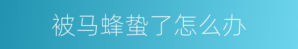 被马蜂蛰了怎么办的同义词