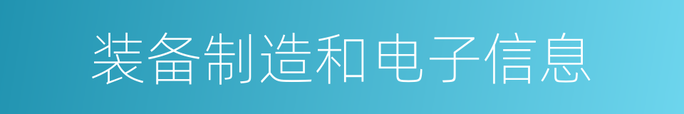 装备制造和电子信息的同义词