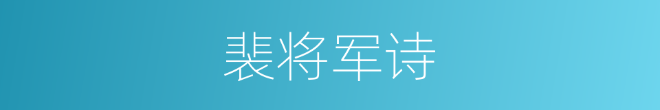 裴将军诗的同义词