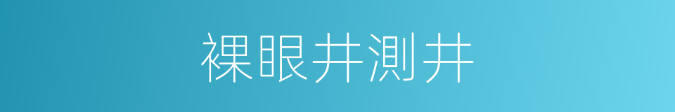 裸眼井測井的同義詞