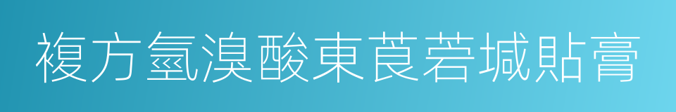 複方氫溴酸東莨菪堿貼膏的同義詞