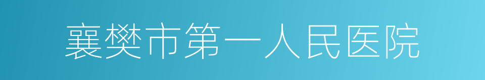 襄樊市第一人民医院的同义词