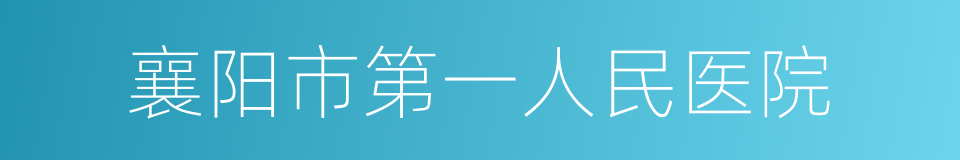 襄阳市第一人民医院的同义词