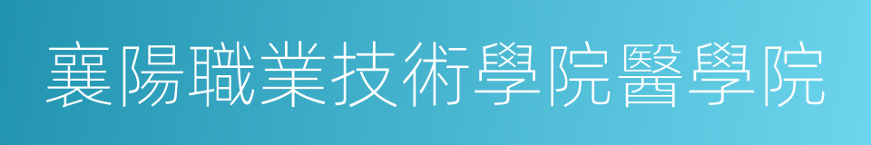 襄陽職業技術學院醫學院的同義詞