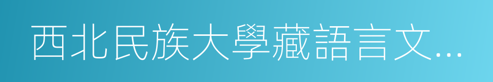 西北民族大學藏語言文化學院的同義詞