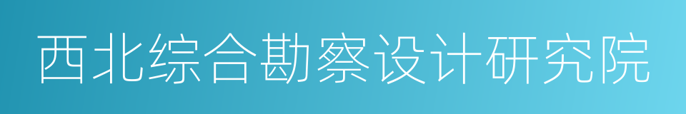 西北综合勘察设计研究院的同义词