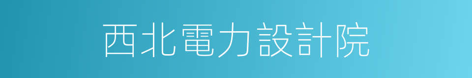 西北電力設計院的同義詞