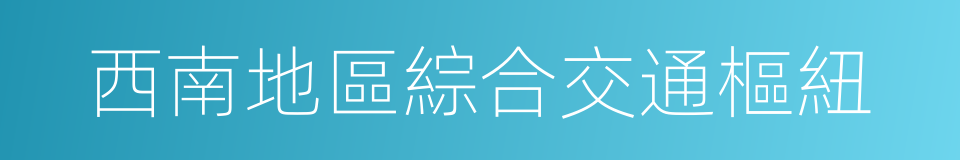 西南地區綜合交通樞紐的同義詞