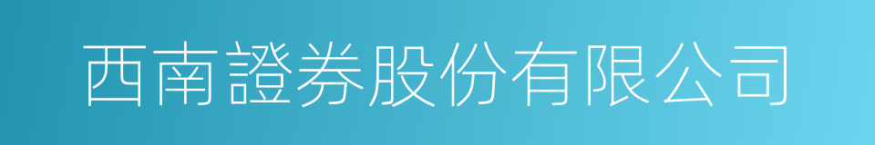 西南證券股份有限公司的同義詞