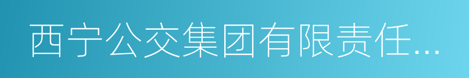 西宁公交集团有限责任公司的意思