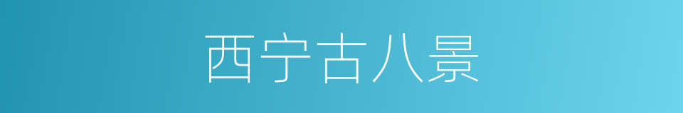 西宁古八景的同义词