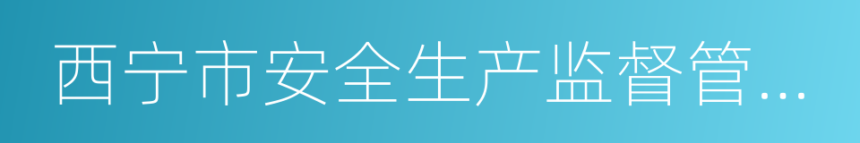 西宁市安全生产监督管理局的同义词