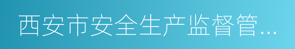 西安市安全生产监督管理局的同义词