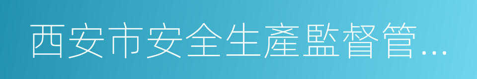 西安市安全生產監督管理局的同義詞