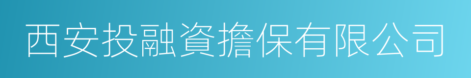 西安投融資擔保有限公司的同義詞