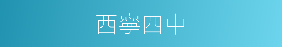 西寧四中的同義詞
