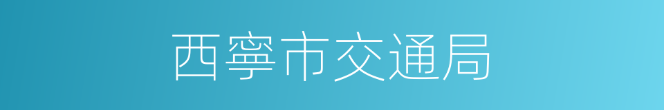 西寧市交通局的同義詞
